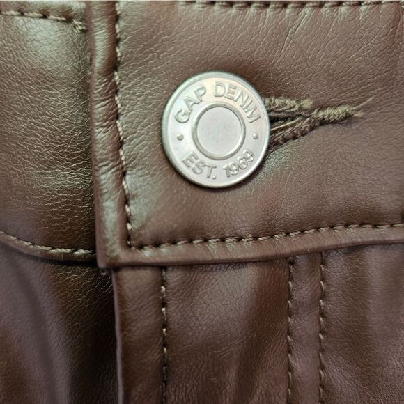 NWT Gap High Rise Vegan Leather Vintage Straight Pant Trouser Espresso Brown 16 - Picture 11 of 14